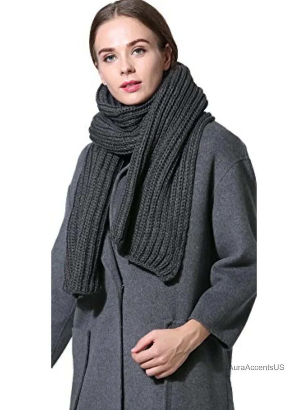 Chunky Cable Knit Acrylic Wrap Scarf Women Men Winter Warm